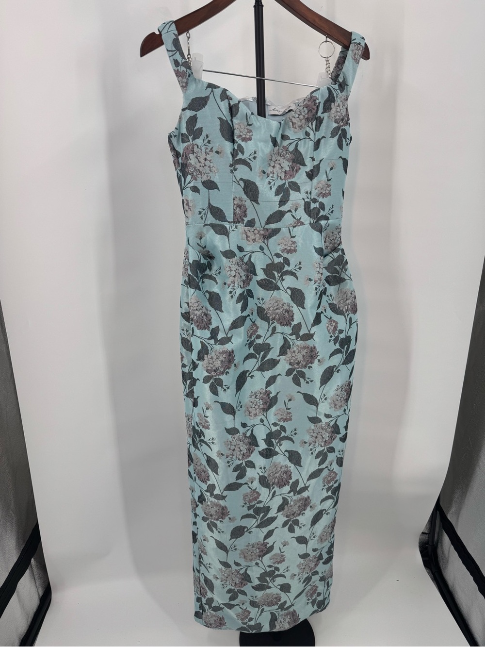Katie May One-Shoulder Light Blue Floral Jacquard Gown - Picture 6 of 15